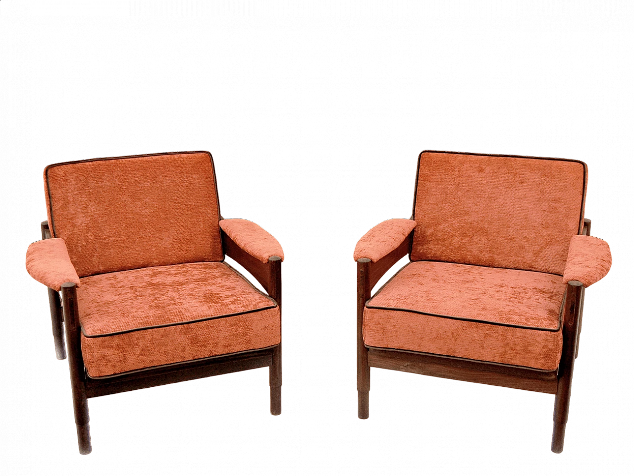 Pair of Danish armchairs with teak frame, 1950s 7