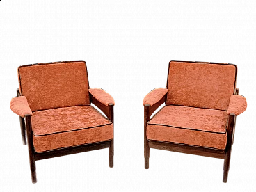 Pair of Danish armchairs with teak frame, 1950s