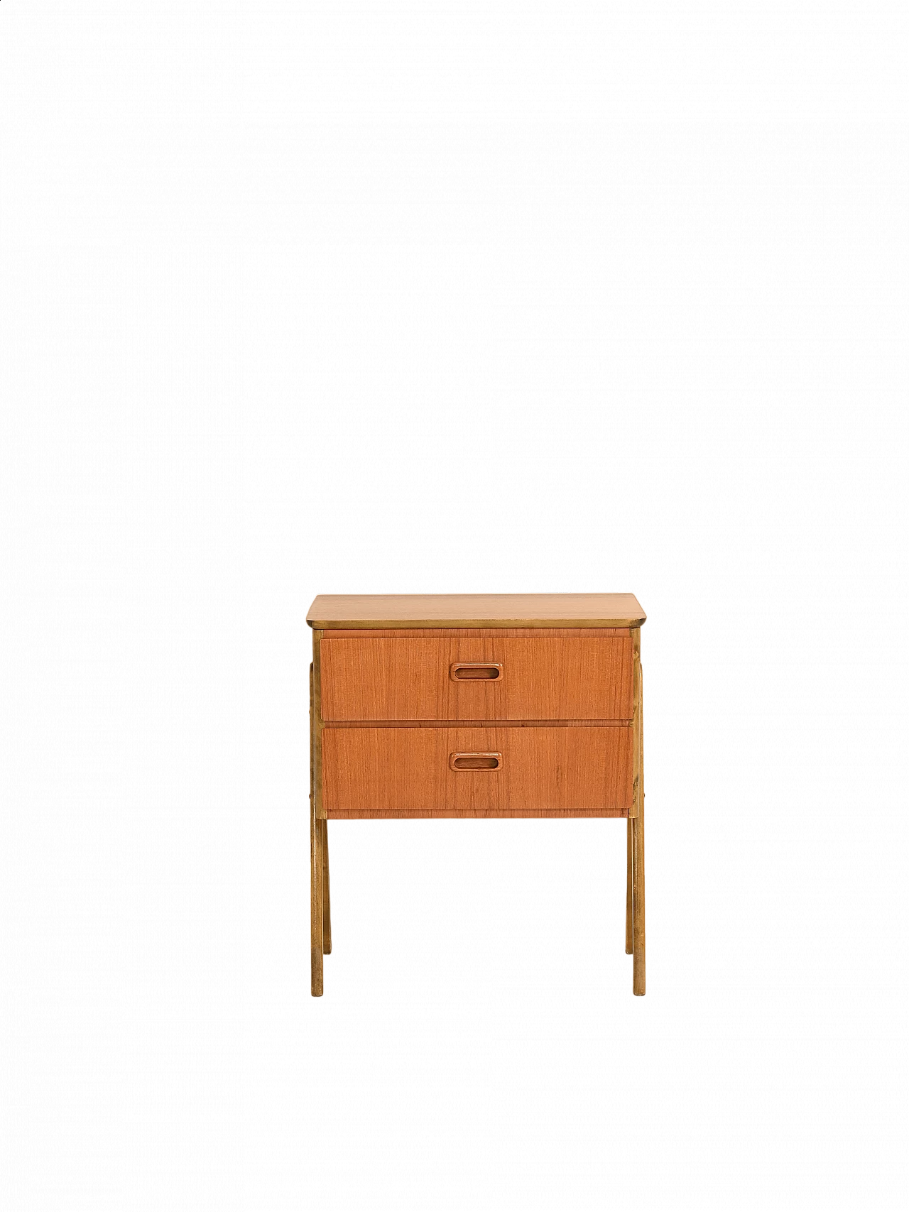 Teak bedside table with top with rounded edges, 1960s 11