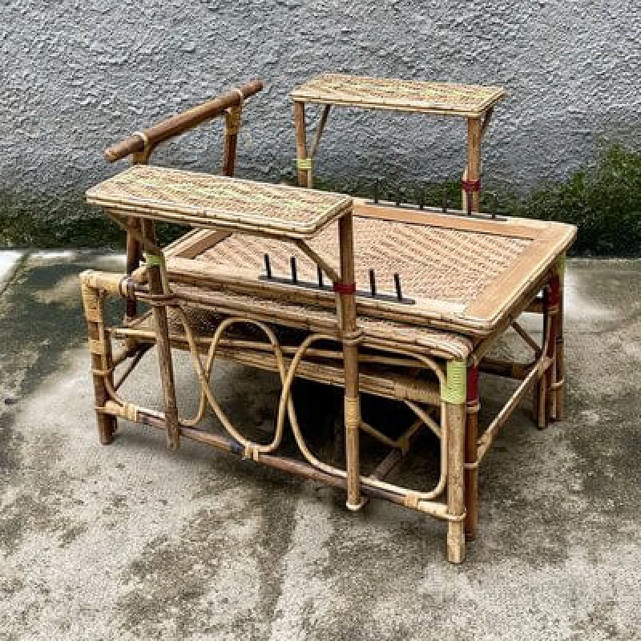 Wicker folding chaise longue, 1930s 2