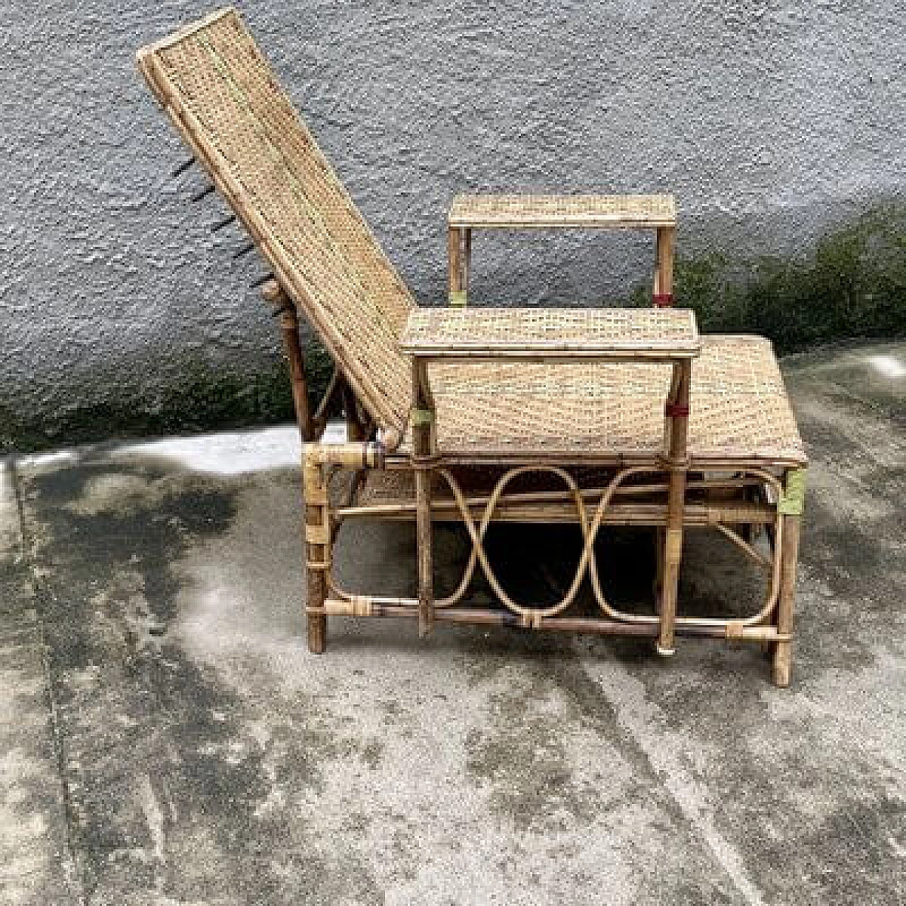 Wicker folding chaise longue, 1930s 4