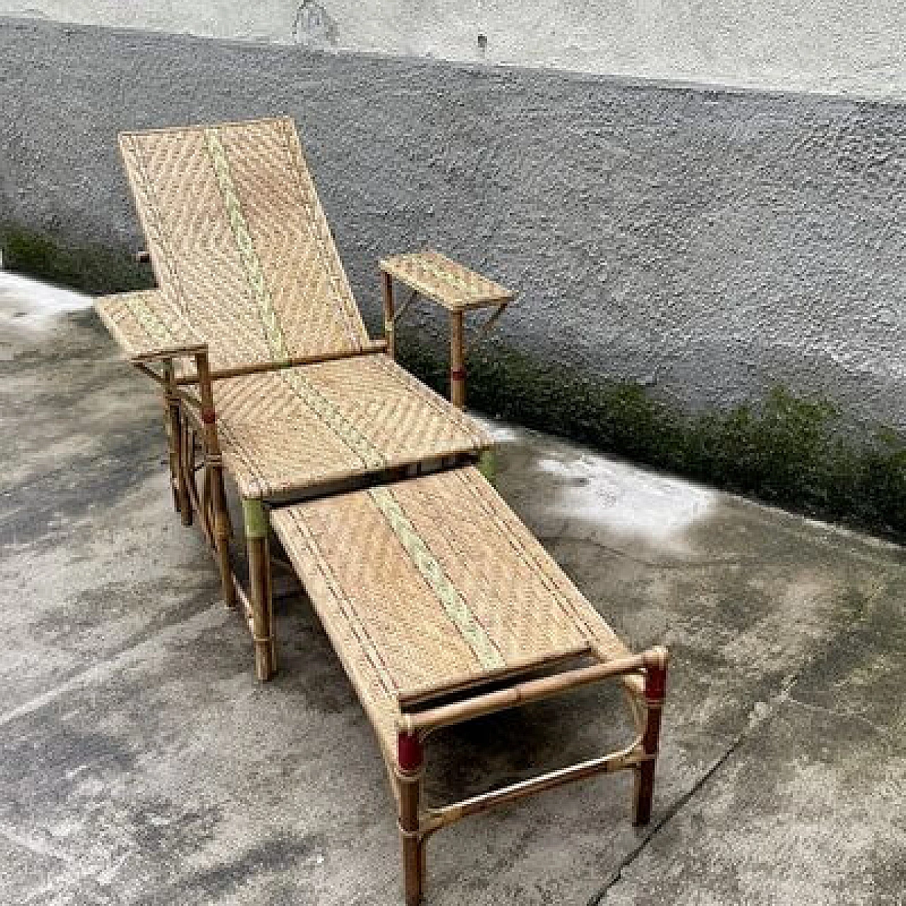 Wicker folding chaise longue, 1930s 8