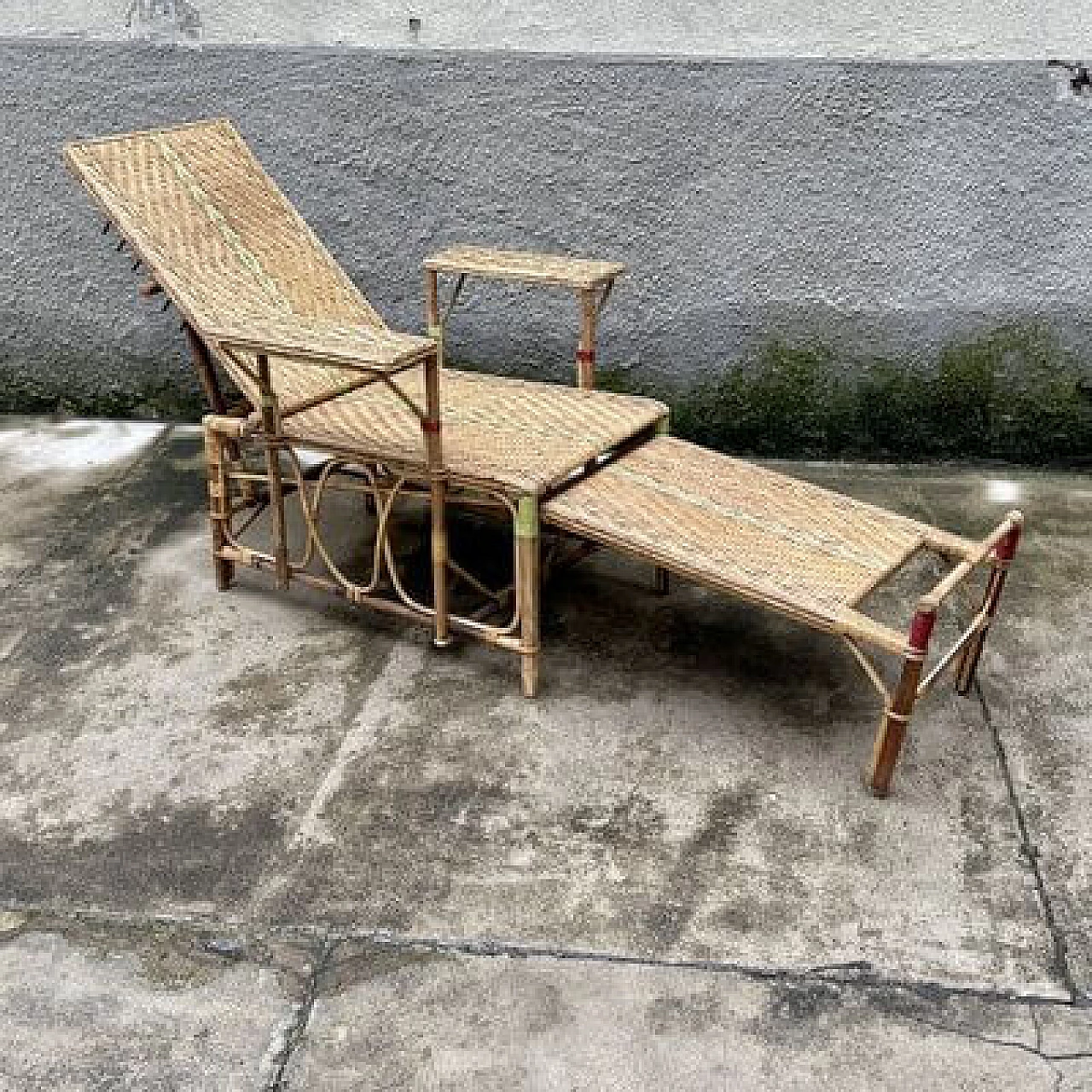 Wicker folding chaise longue, 1930s 9