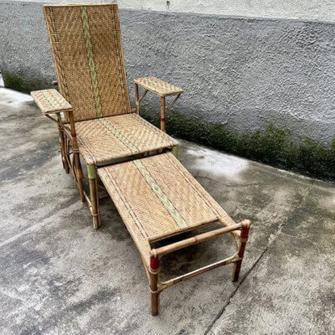 Wicker folding chaise longue, 1930s 10
