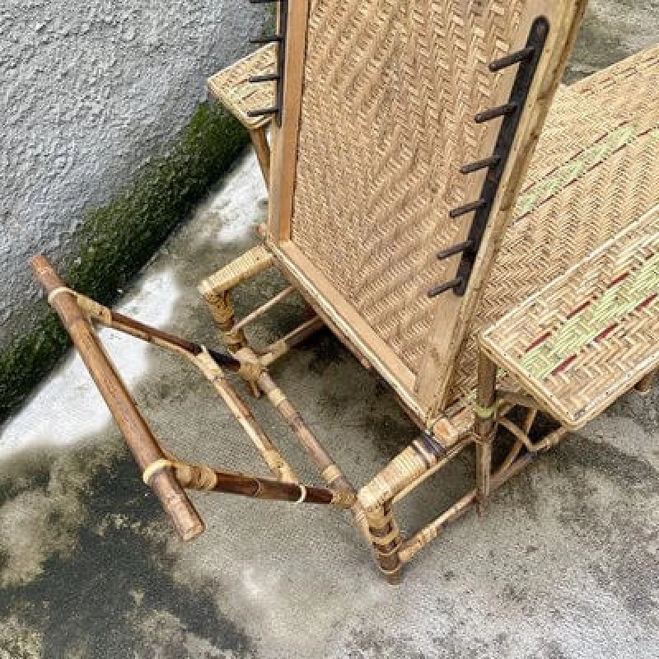 Wicker folding chaise longue, 1930s 12