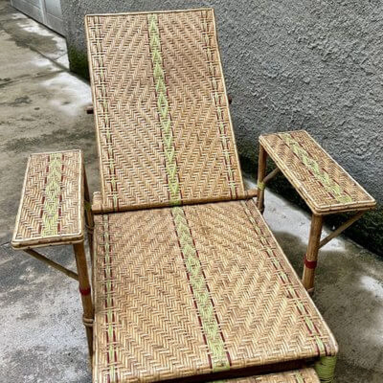 Wicker folding chaise longue, 1930s 13