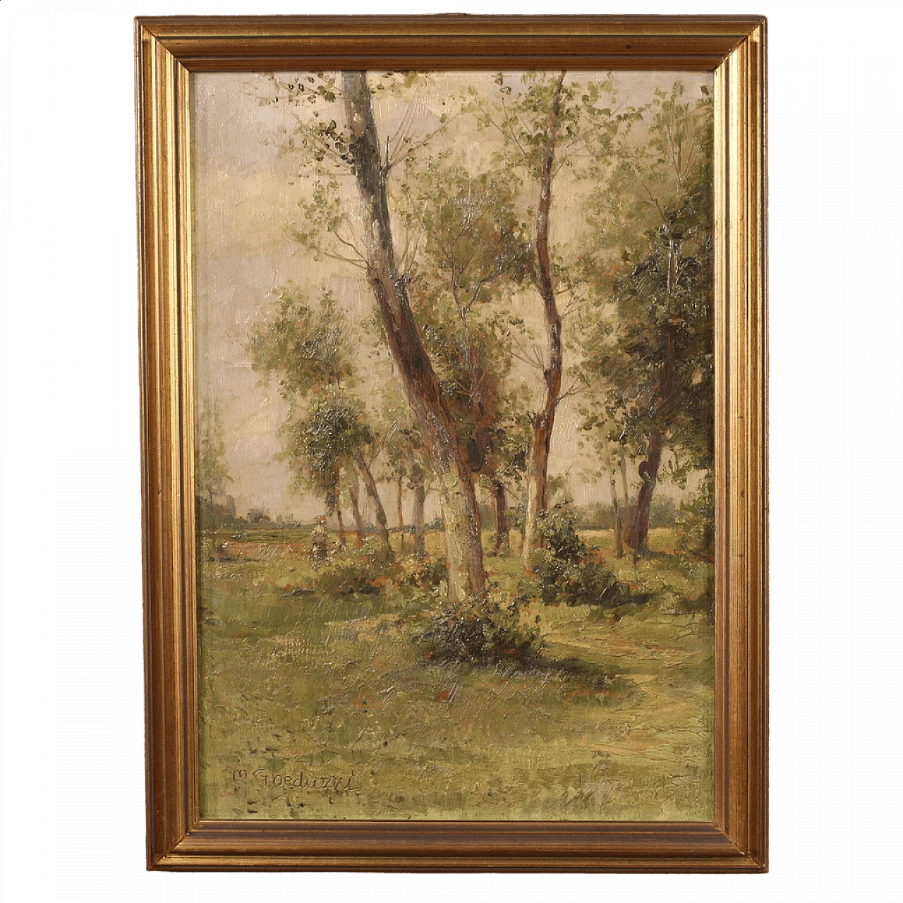 Paesaggio con alberi, olio su tavola di Mario Gheduzzi, primo '900 17