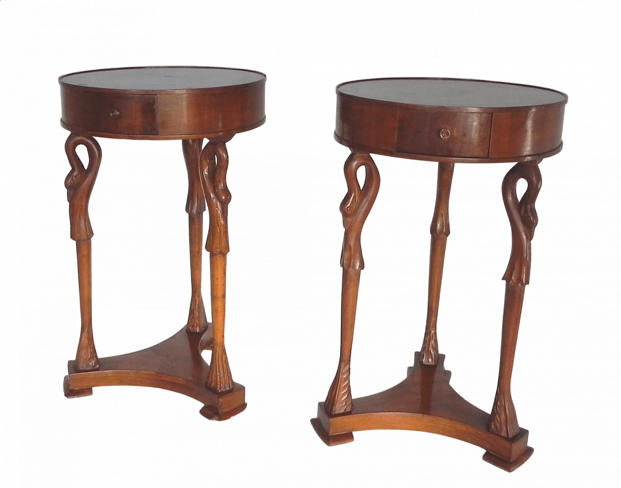 Coppia di comodini stile Liberty in legno, anni '50 17