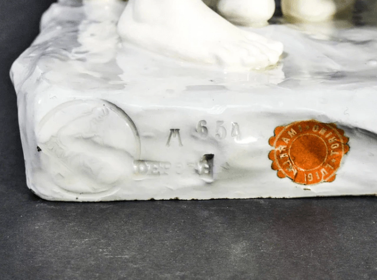 Franz Sautner, Children at the fountain, ceramic sculpture, 1920s 4