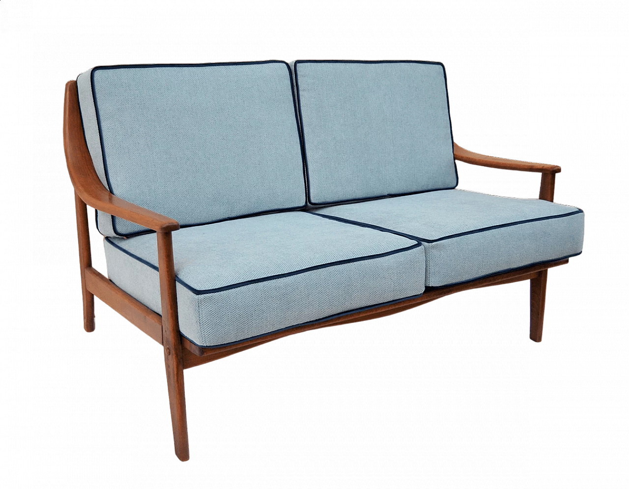 Scandinavian wood and cotton sofa, 1960s 9
