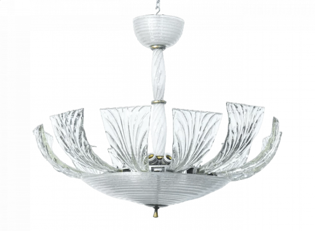 Lampadario in vetro soffiato di Murano di Barovier & Toso, anni '40 11