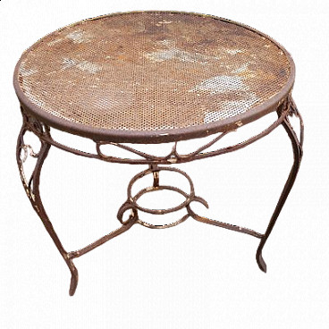 Wrought iron garden side table, 1950s
