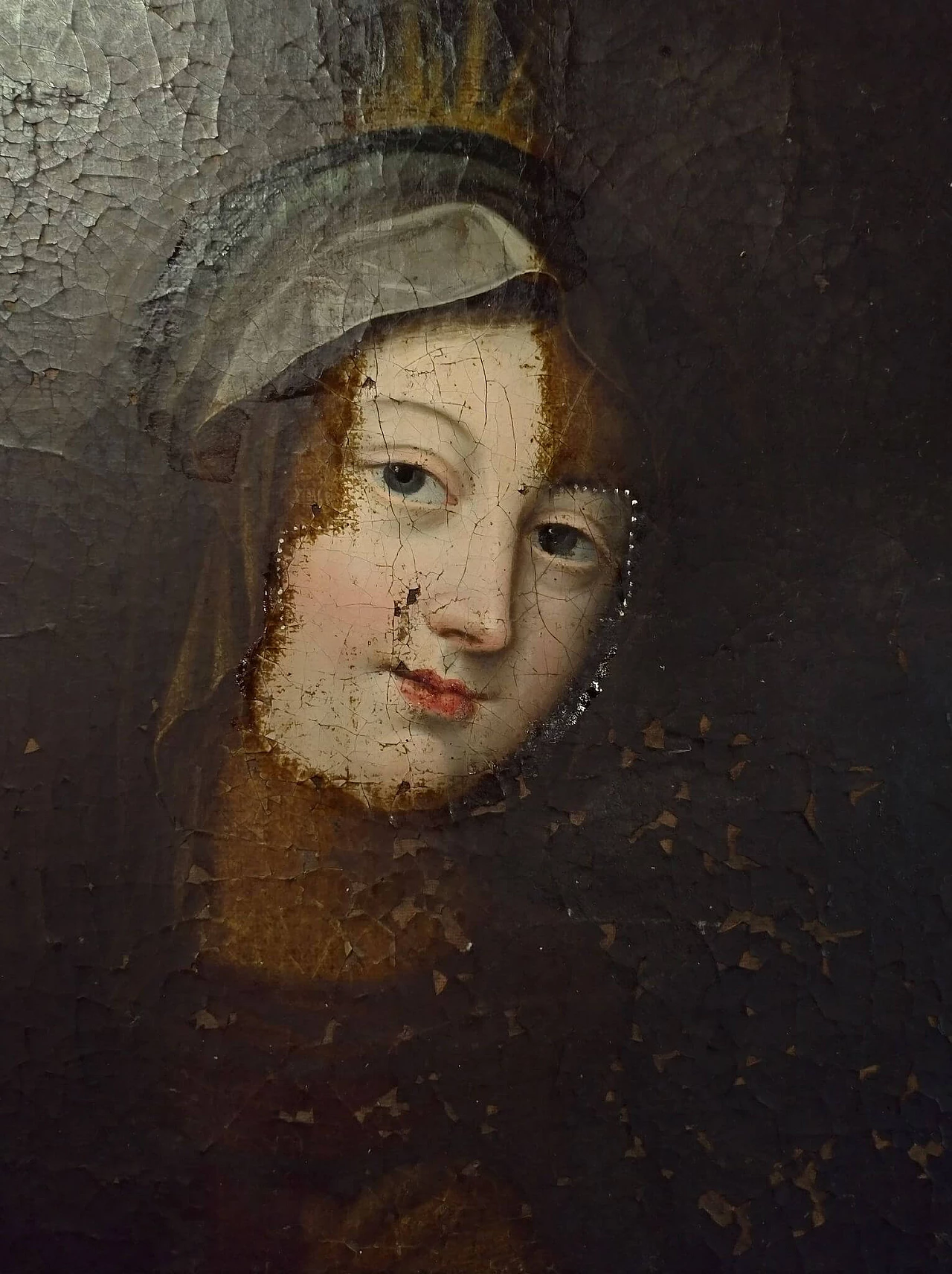 Flemish Madonna on canvas, 17th century 8