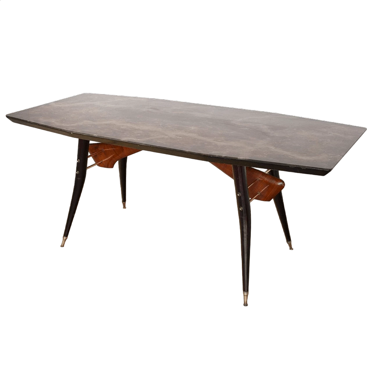 Walnut table with black lacquered wood frame, 1960s 17