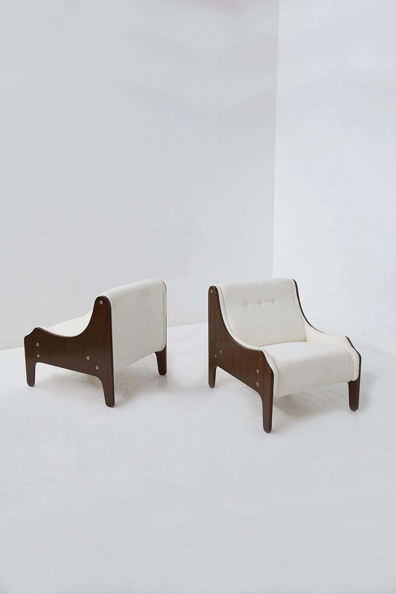 Pair of Milord armchairs in white bouclé by Marco Zanuso for Arflex, 1957 1