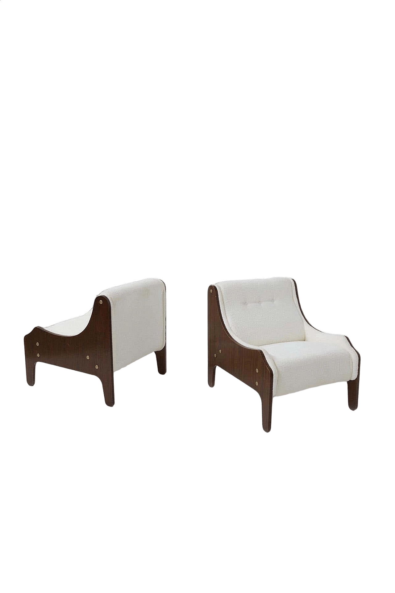 Pair of Milord armchairs in white bouclé by Marco Zanuso for Arflex, 1957 9