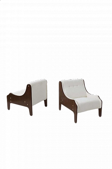 Pair of Milord armchairs in white bouclé by Marco Zanuso for Arflex, 1957