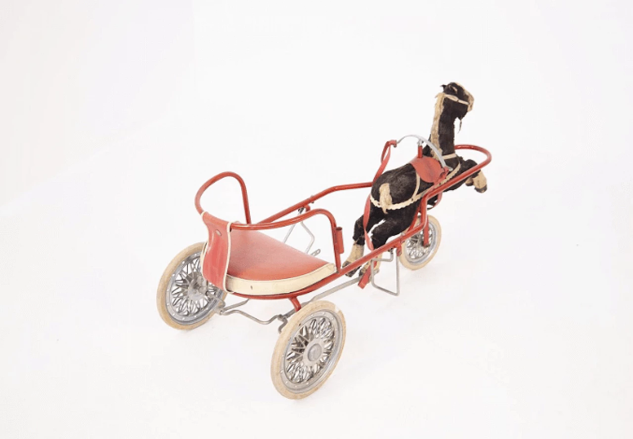 Toy cart with horse, 1950s 6