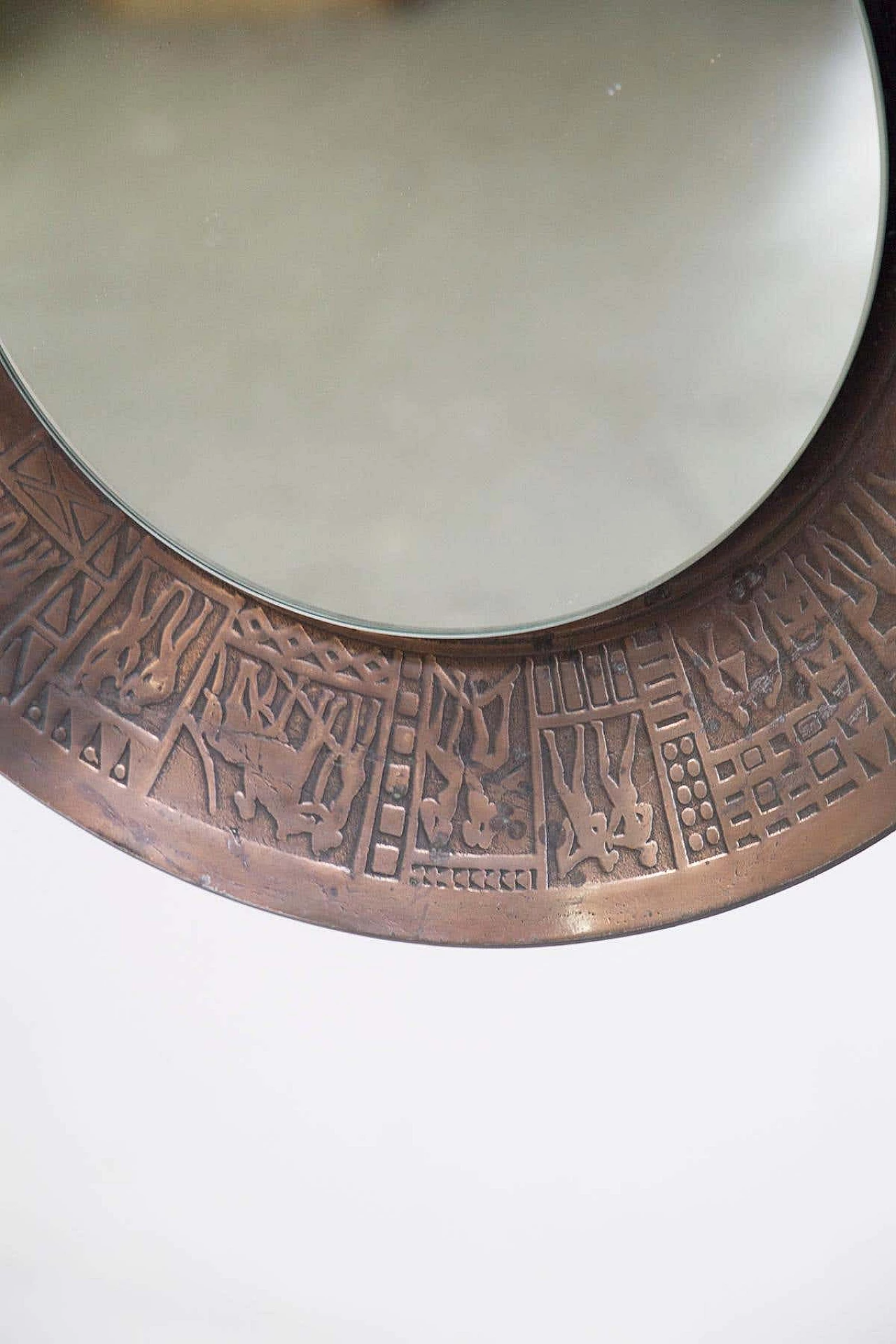 Round copper wall mirror by Marco Furgeri, 1960s 4