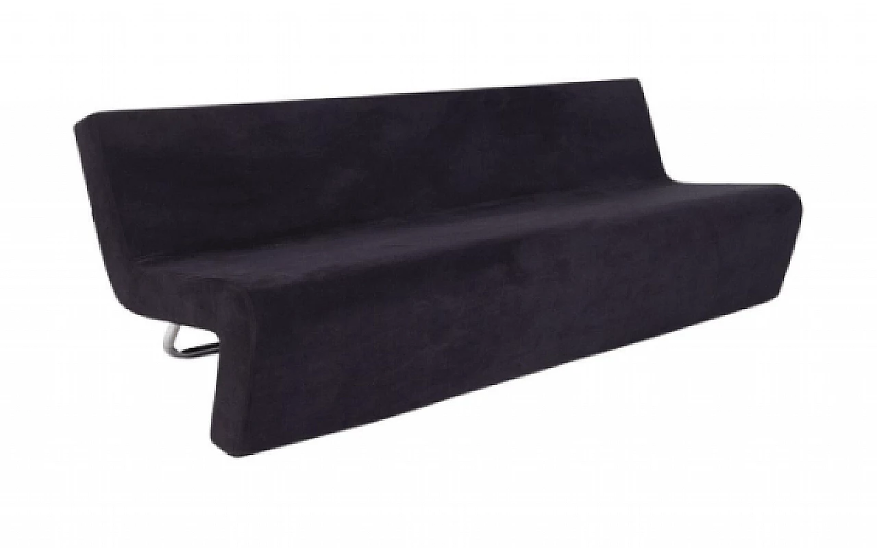 Divano in acciaio e velluto nero di MDF Italia, anni '90 1