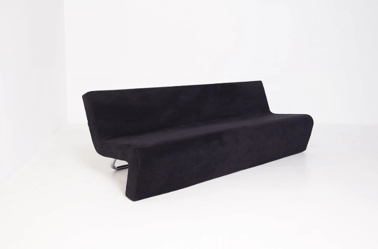 Divano in acciaio e velluto nero di MDF Italia, anni '90 2
