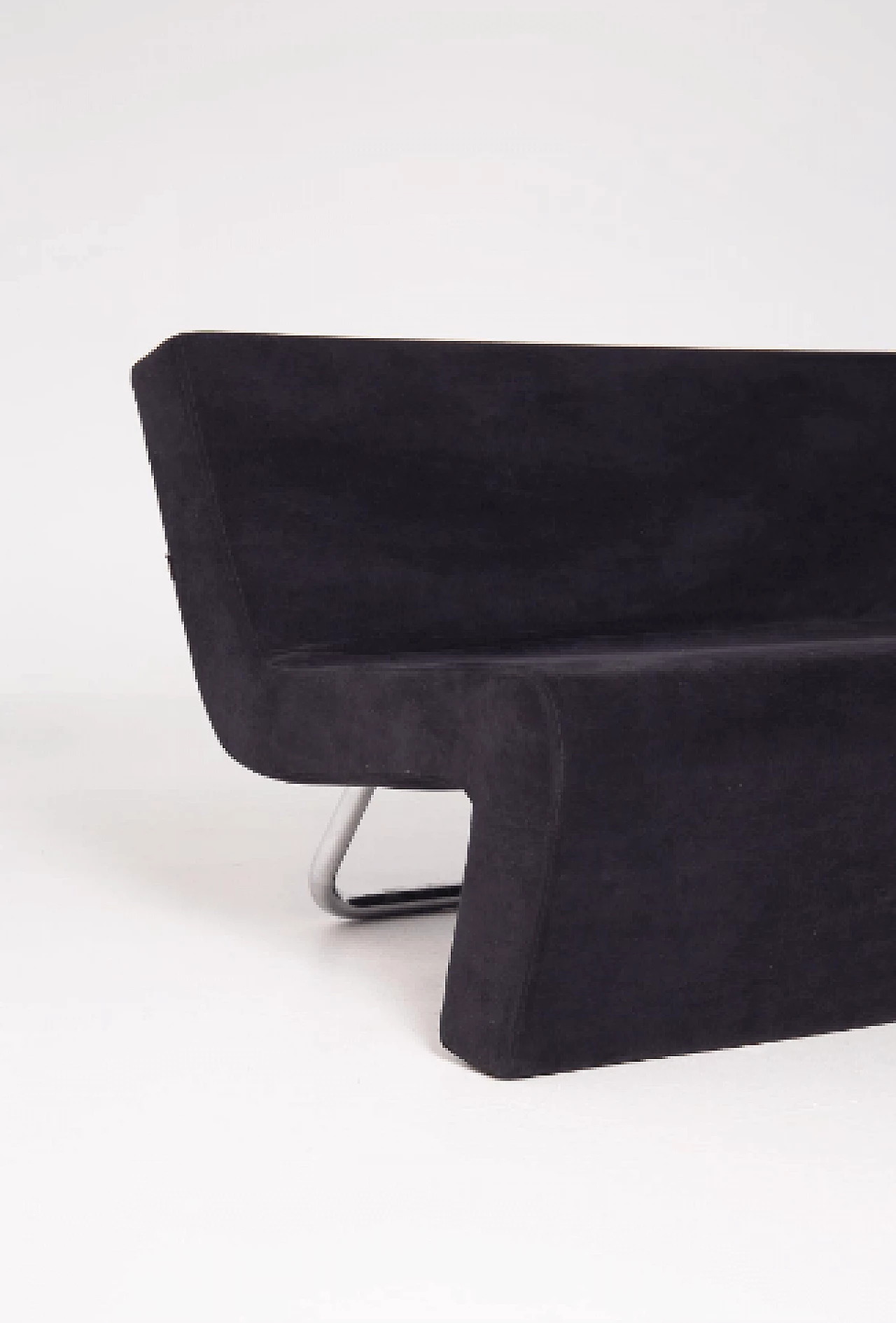 Divano in acciaio e velluto nero di MDF Italia, anni '90 3