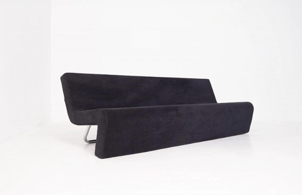 Divano in acciaio e velluto nero di MDF Italia, anni '90 4
