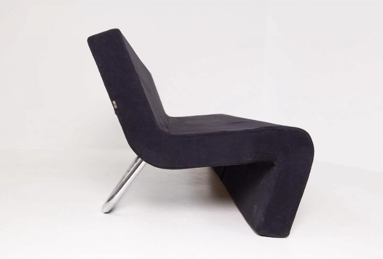 Divano in acciaio e velluto nero di MDF Italia, anni '90 12