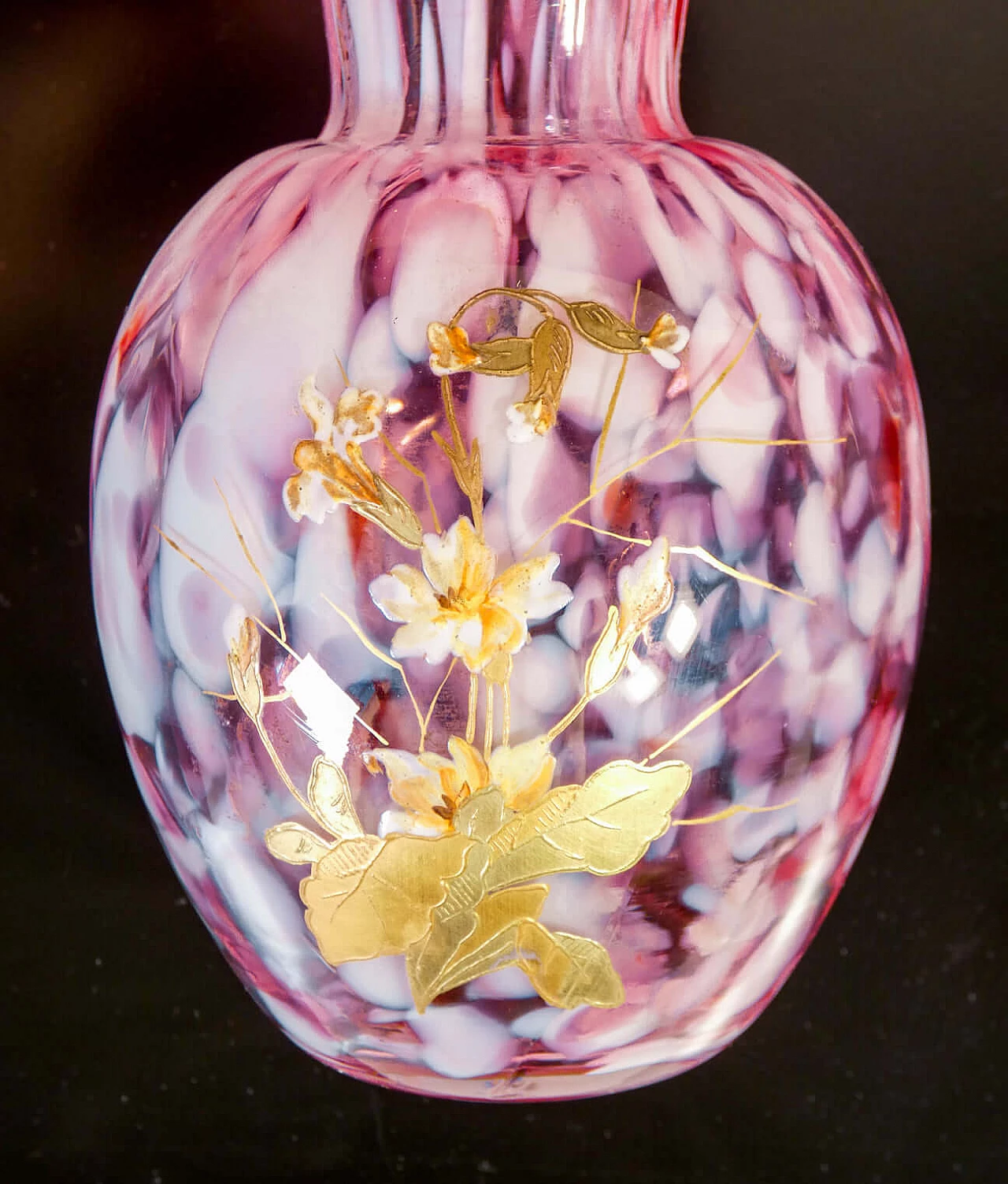 Coppia di vasi in vetro soffiato decorato di Verrerie Saint Denis Legras, '800 7