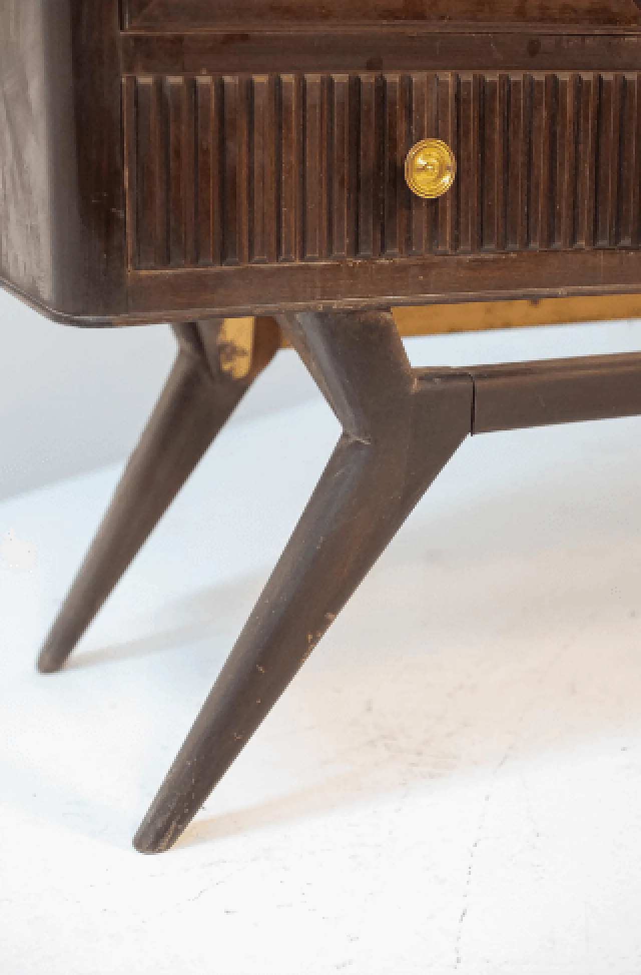 Dark wood, glass and brass bar cabinet, 1950s 2