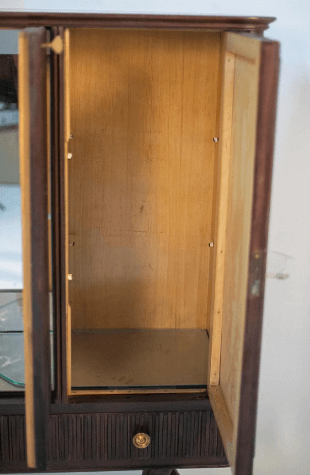 Dark wood, glass and brass bar cabinet, 1950s 8