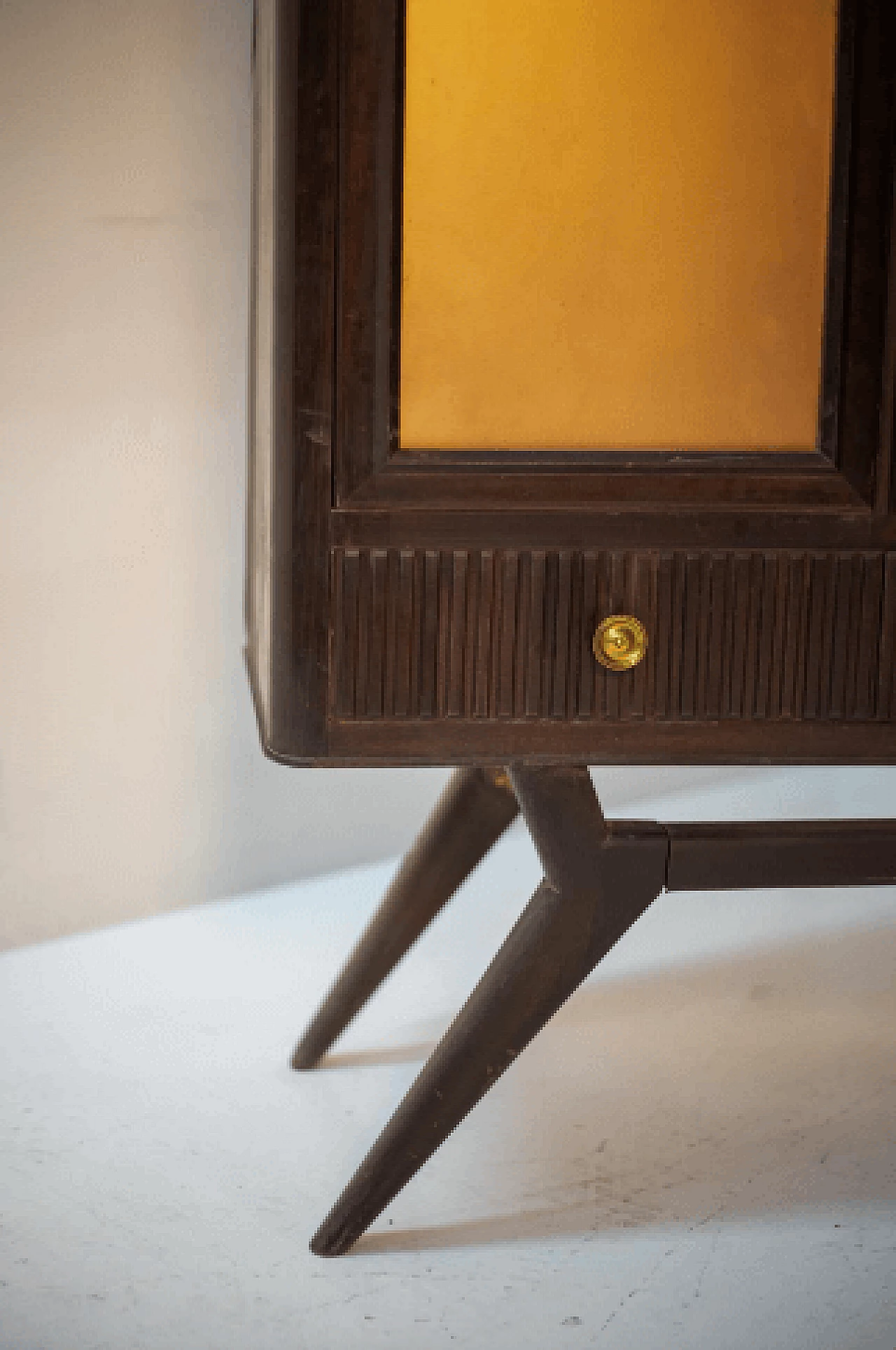 Dark wood, glass and brass bar cabinet, 1950s 9