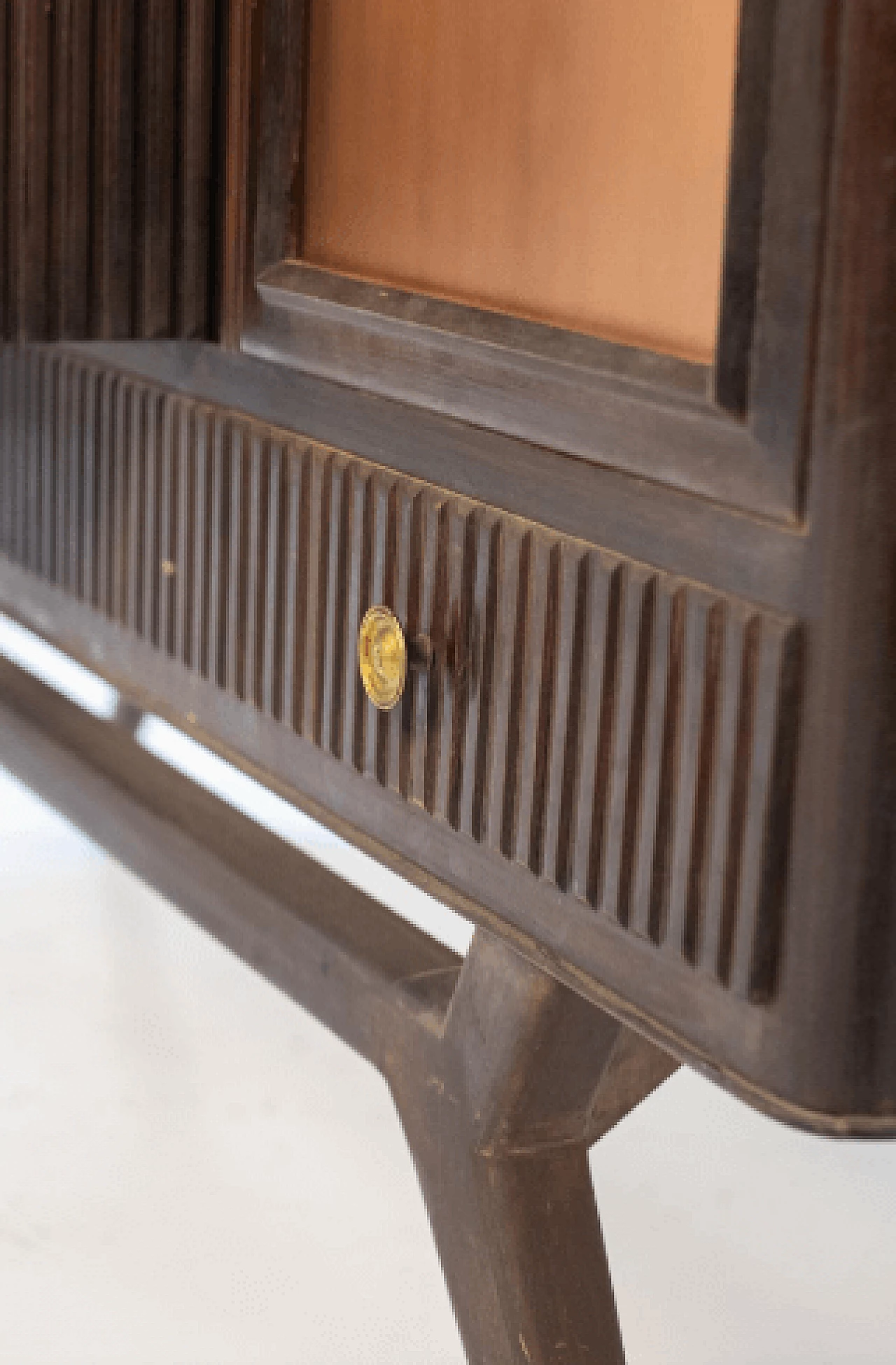 Dark wood, glass and brass bar cabinet, 1950s 14