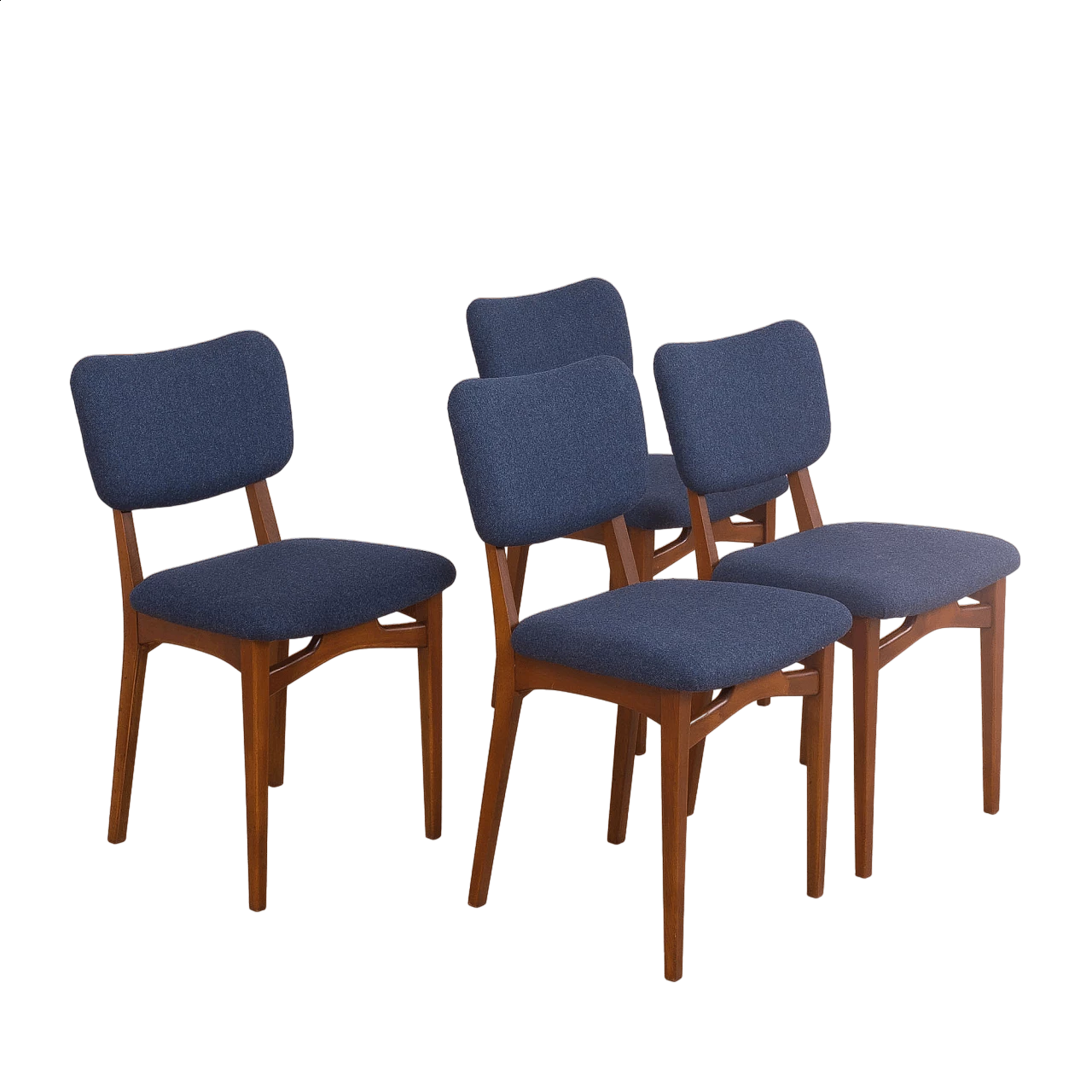 4 Solid beech chairs dyed in the style of Finn Juhl, 1960s 15