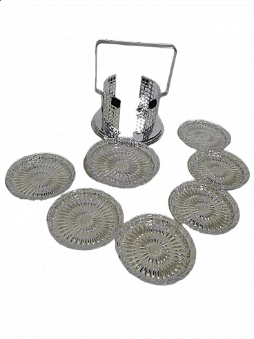 6 Sottobicchieri e sottobottiglia con contenitore, anni '60