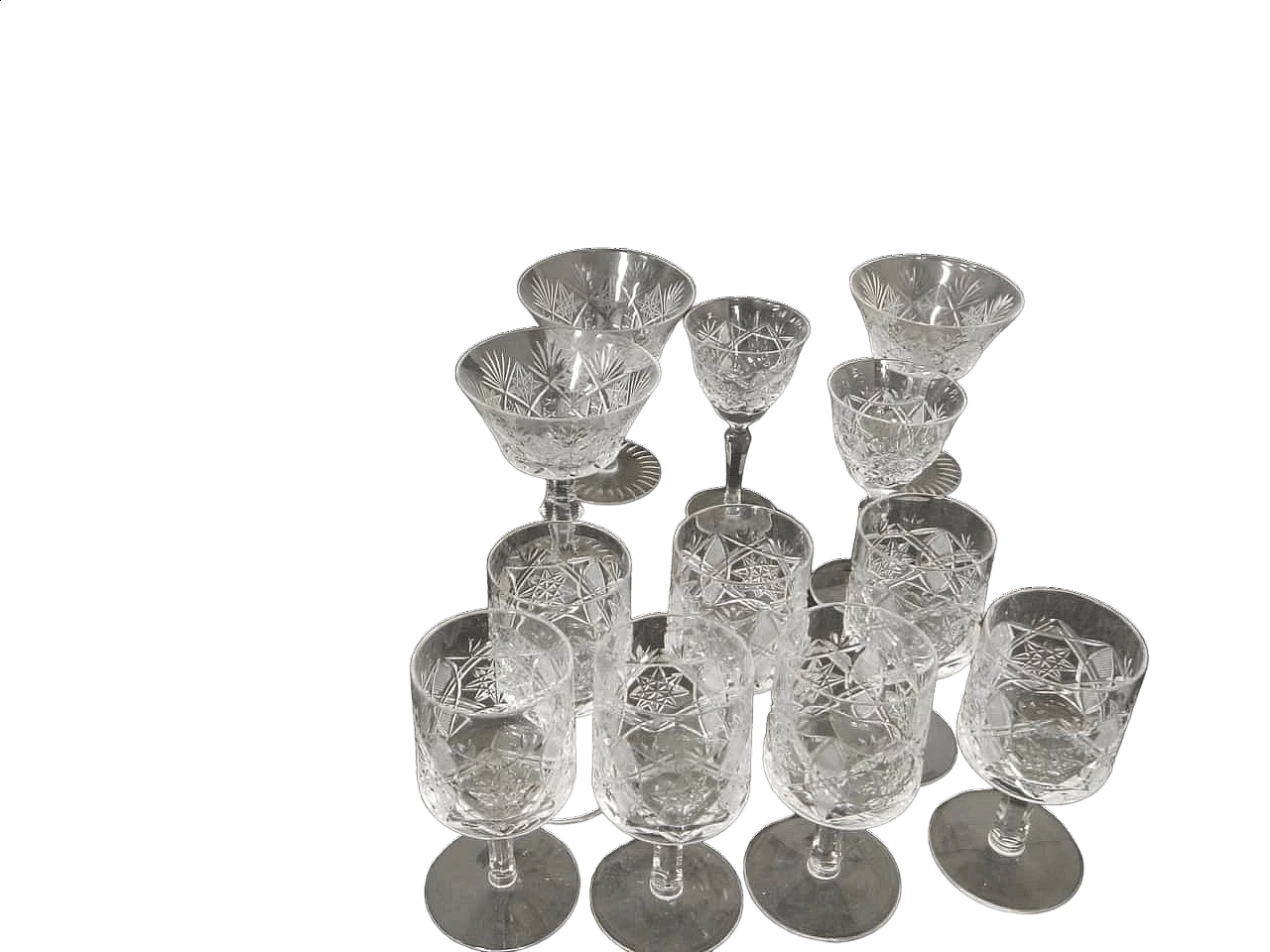 12 Crystal glasses, 1950s 13