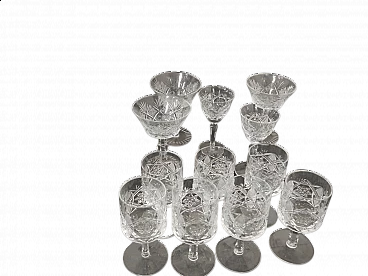 12 Crystal glasses, 1950s