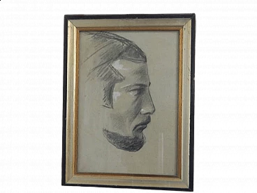 Mina Anselmi, Profiles of a man, charcoal on paper, 1940s