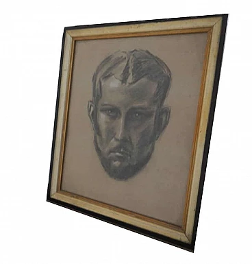 Mina Anselmi, Face of a man, charcoal on plywood, 1940s