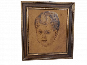 Mina Anselmi, Little boy, oil painting on plywood, 1940s
