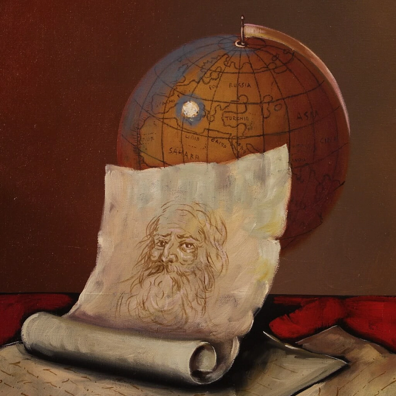 Dipinto su tela Natura morta con strumenti musicali, '900 7