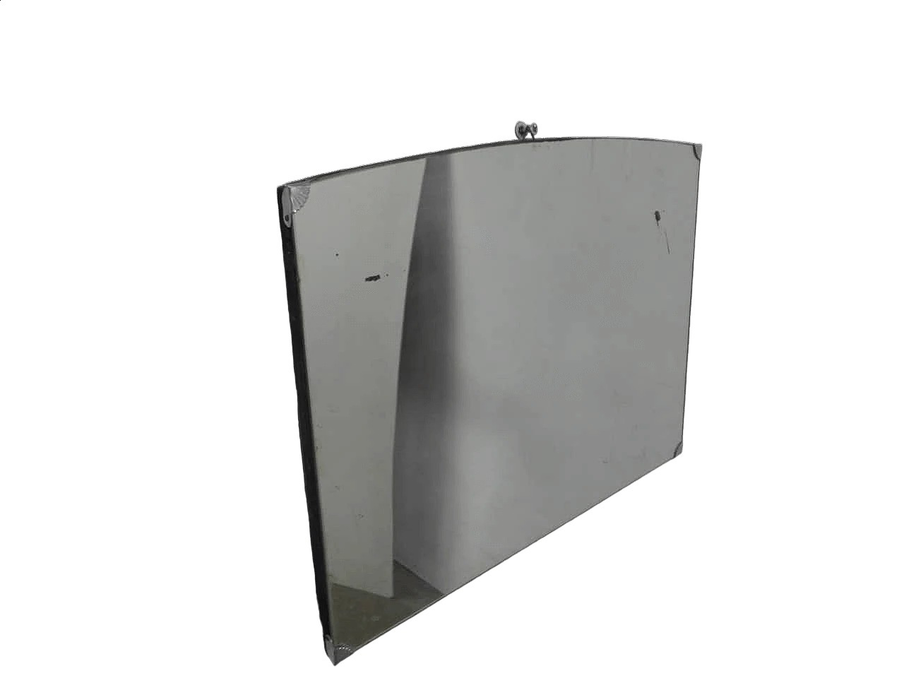 Specchio senza cornice con elementi angolari in metallo, anni '50 14