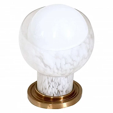 Brass lamp and spherical blown glass diffuser by Mazzega, 1970s