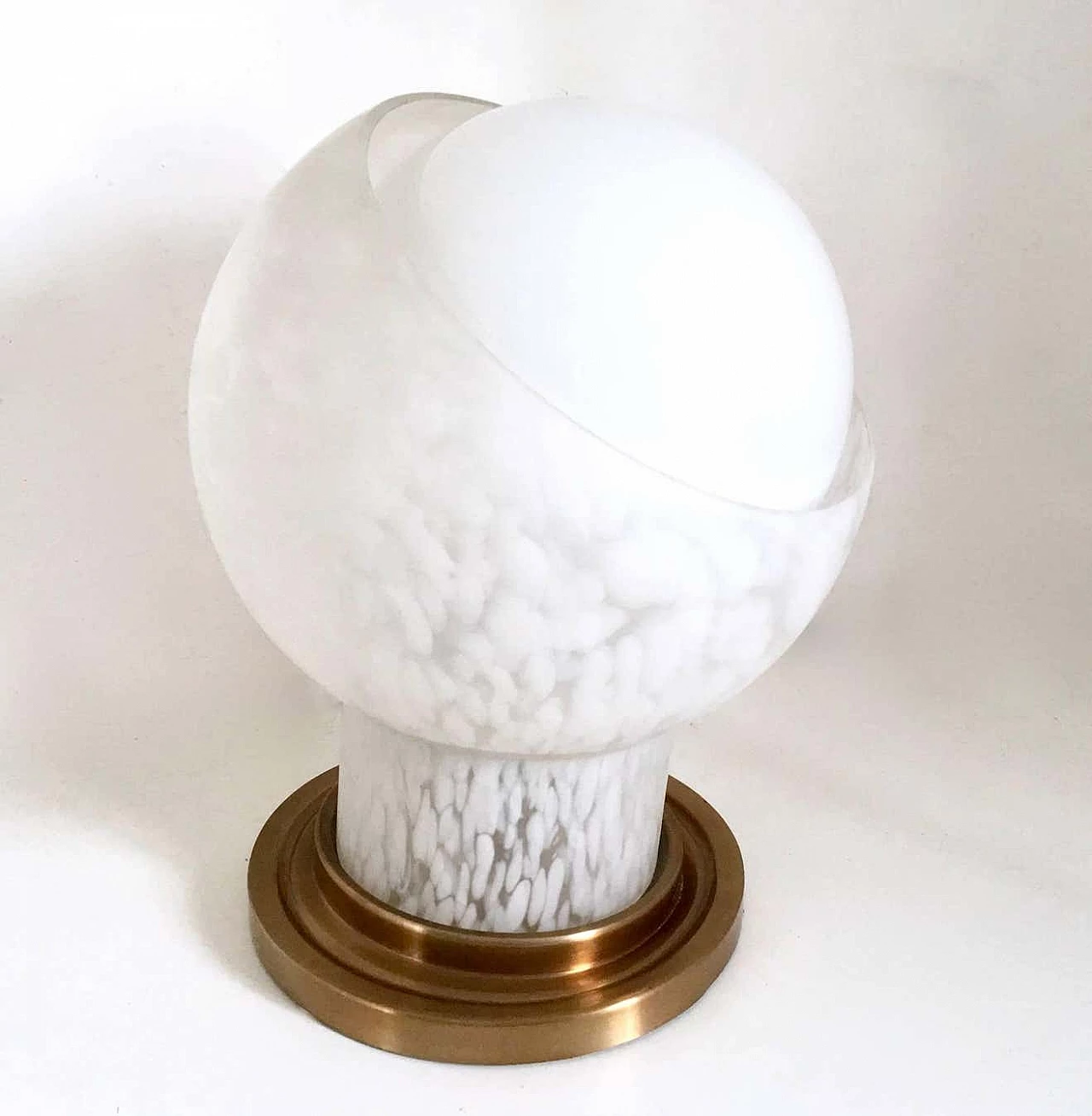 Brass lamp and spherical blown glass diffuser by Mazzega, 1970s 2