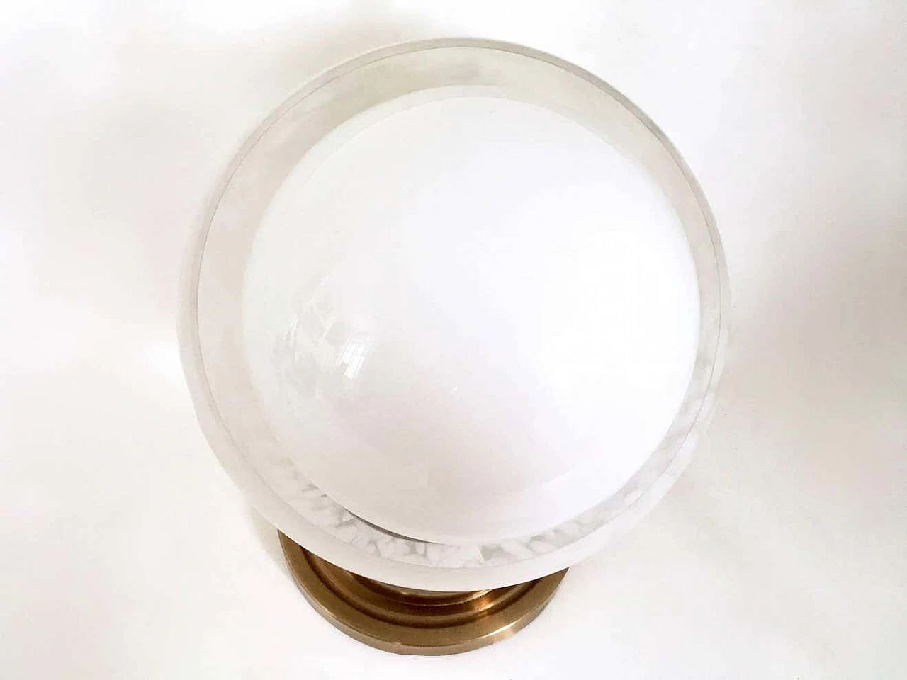 Brass lamp and spherical blown glass diffuser by Mazzega, 1970s 3