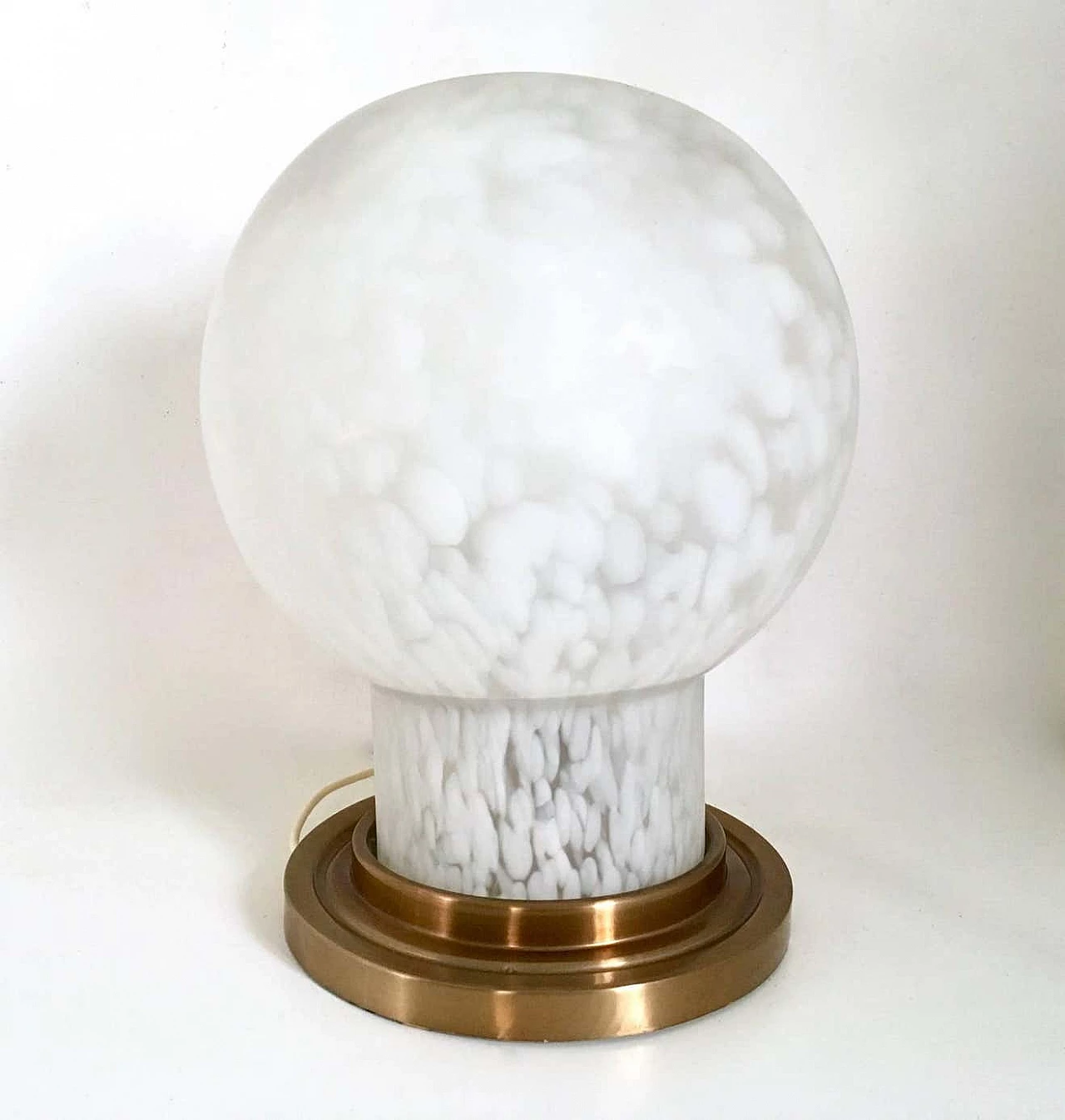 Brass lamp and spherical blown glass diffuser by Mazzega, 1970s 4