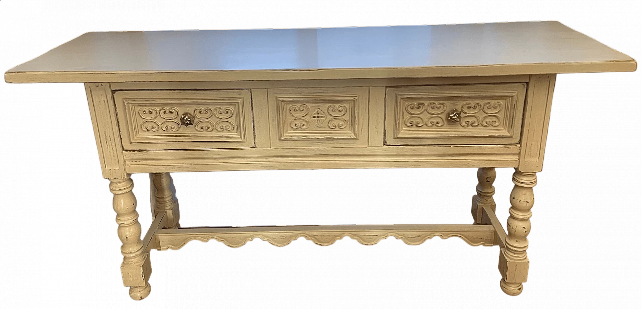 White pickled wooden console table, 20th century 5