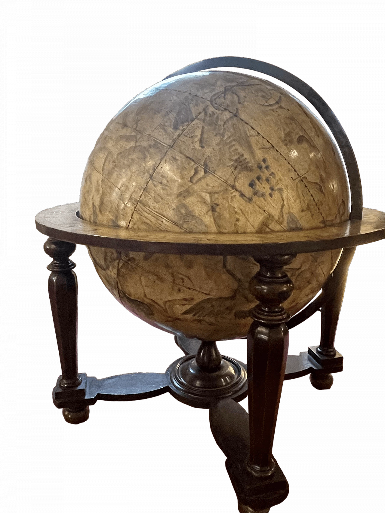 Floor globe painted with plant designs, late 19th century 5