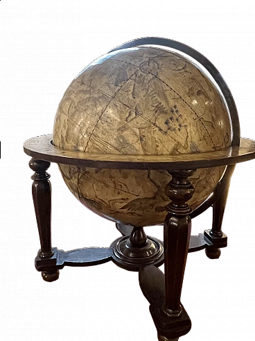 Floor globe painted with plant designs, late 19th century