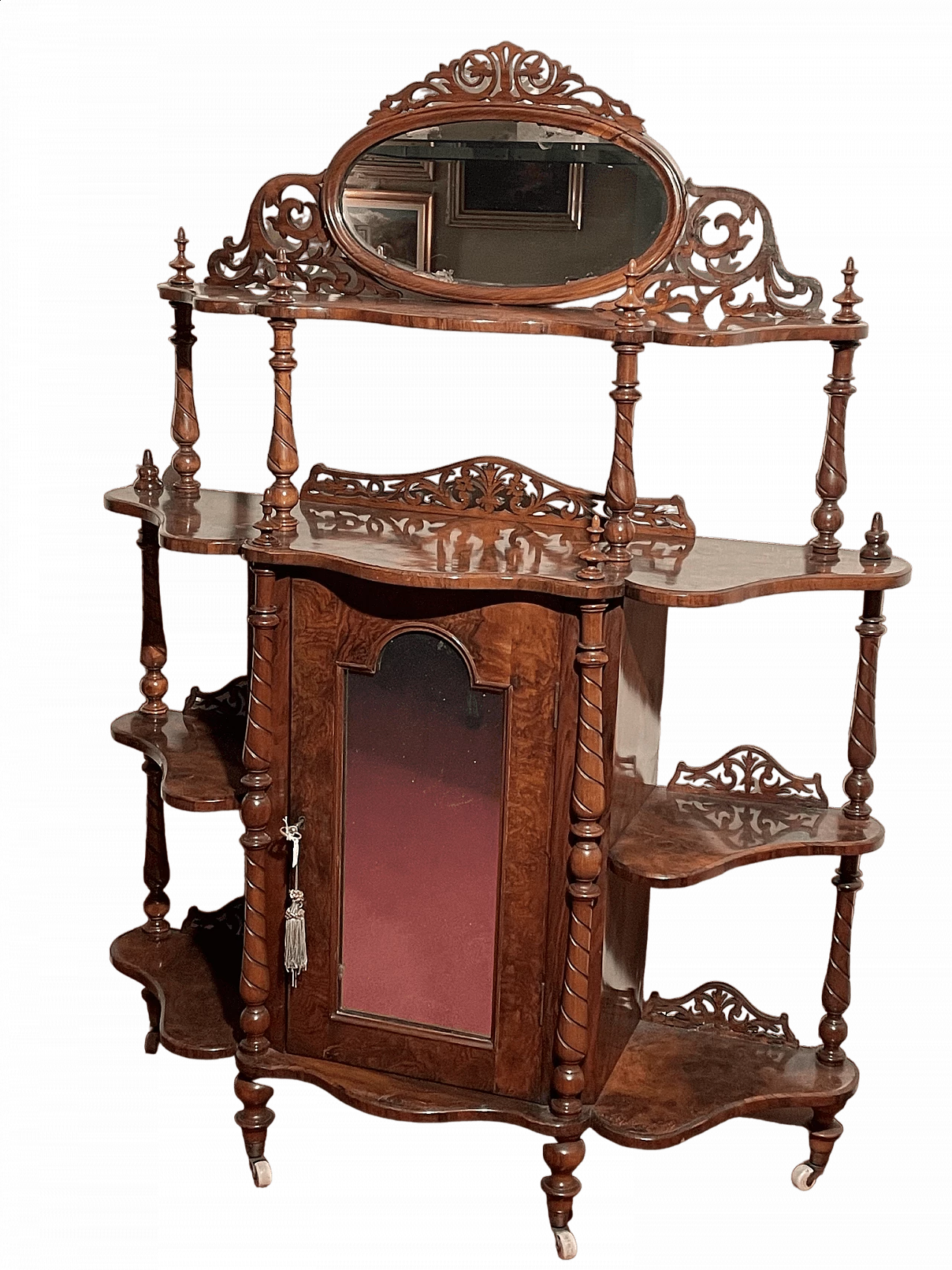 Victorian-style etagere in carved walnut, 19th century 4